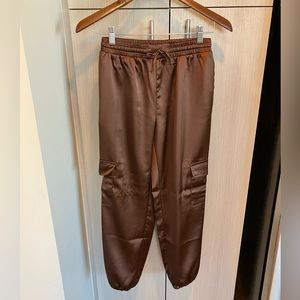 Satin cargo joggers